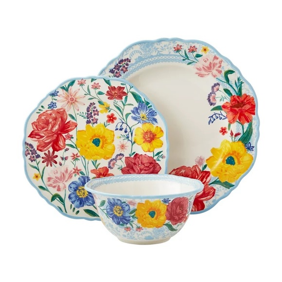 Brand New The Pioneer Woman Brilliant Blooms 12-Piece Stoneware Dinnerware Set - Picture 3 of 5